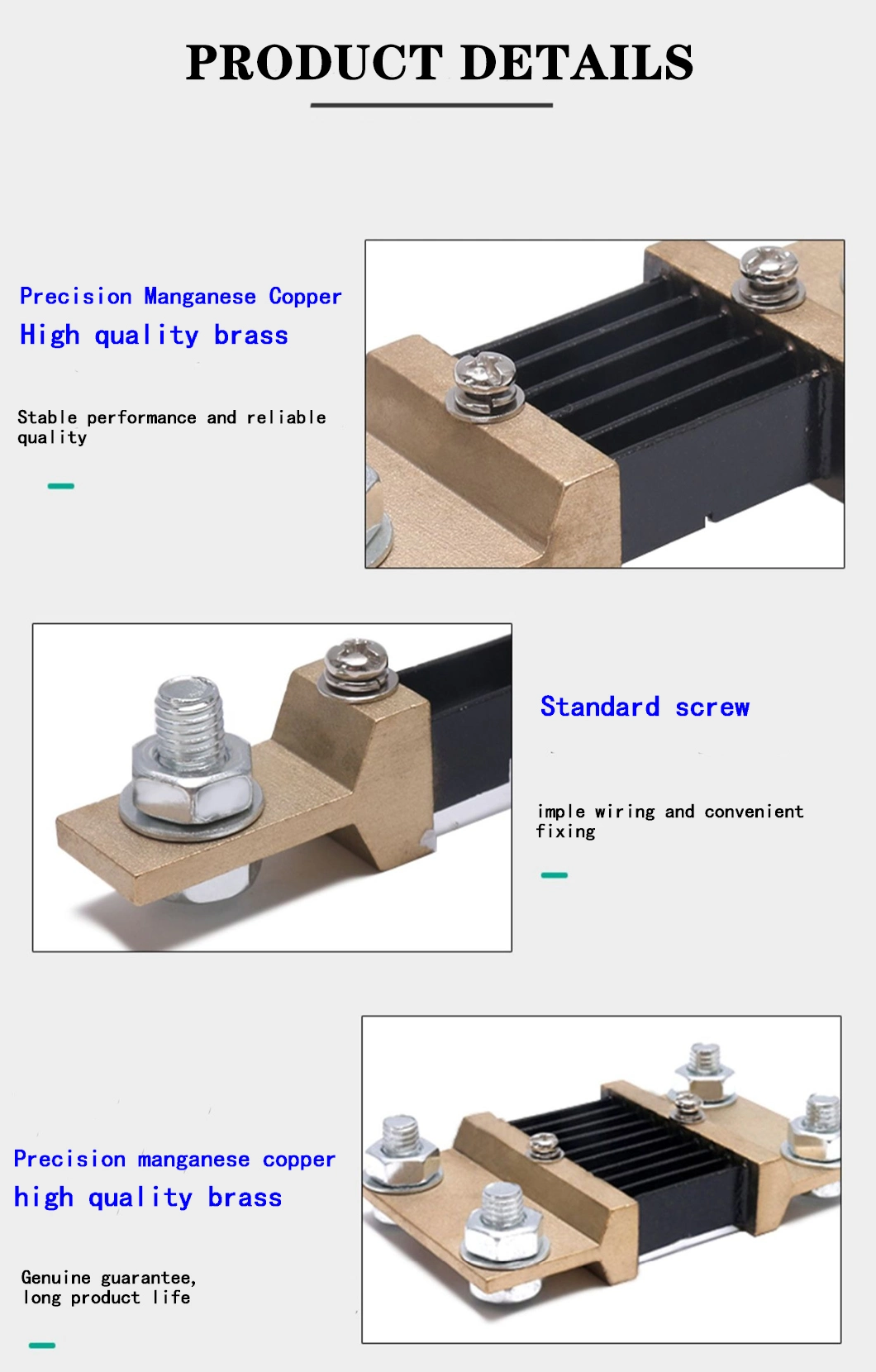 Battery Monitor Shunt Resistance Strip Manganin for Electrical Vehicle FL-2 75mv 50A