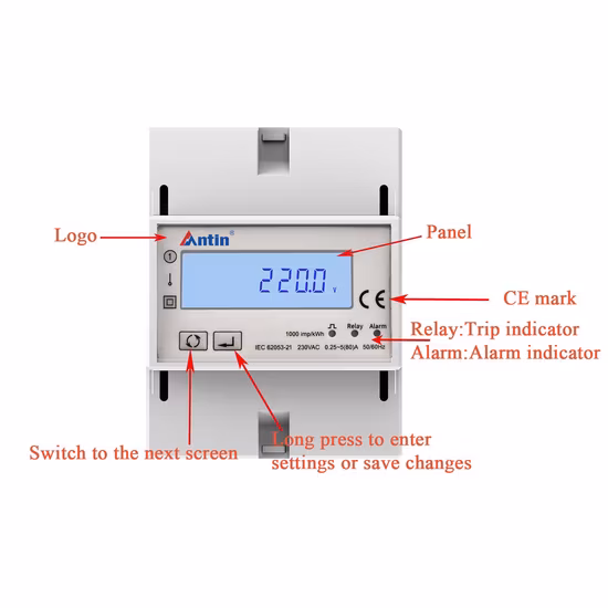 AT100g Contatori di energia su guida DIN monofase, contatori su guida DIN, contatori di energia, contatori di potenza